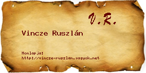 Vincze Ruszlán névjegykártya
